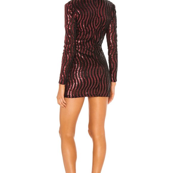 Revolve Superdown Kim Deep V Sequin Mini Dress M L NWT - Picture 3 of 16